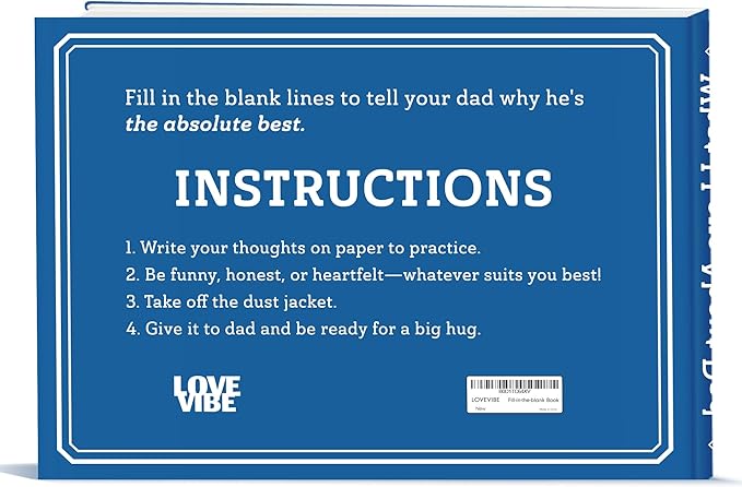 What I Love About Dad Book - Father's Day Gifts For Dad From Daughter, Son, Dad Birthday Gifts Fill-in-the-Blank Journal Gift