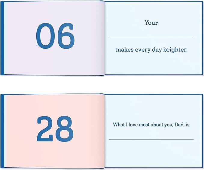 What I Love About Dad Book - Father's Day Gifts For Dad From Daughter, Son, Dad Birthday Gifts Fill-in-the-Blank Journal Gift