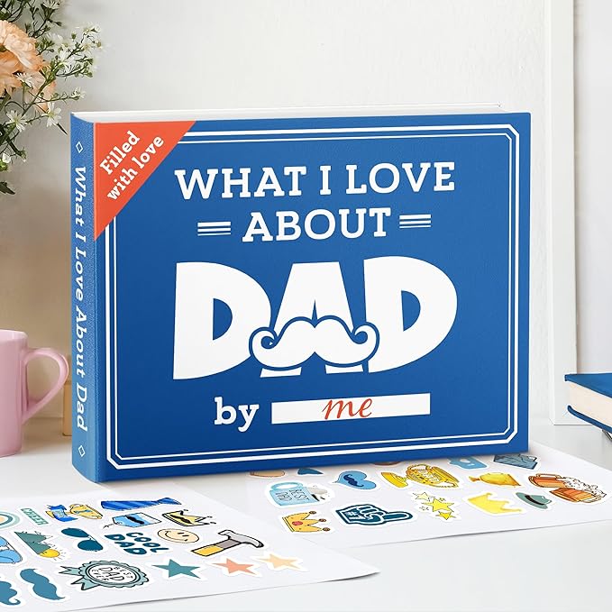 What I Love About Dad Book - Father's Day Gifts For Dad From Daughter, Son, Dad Birthday Gifts Fill-in-the-Blank Journal Gift
