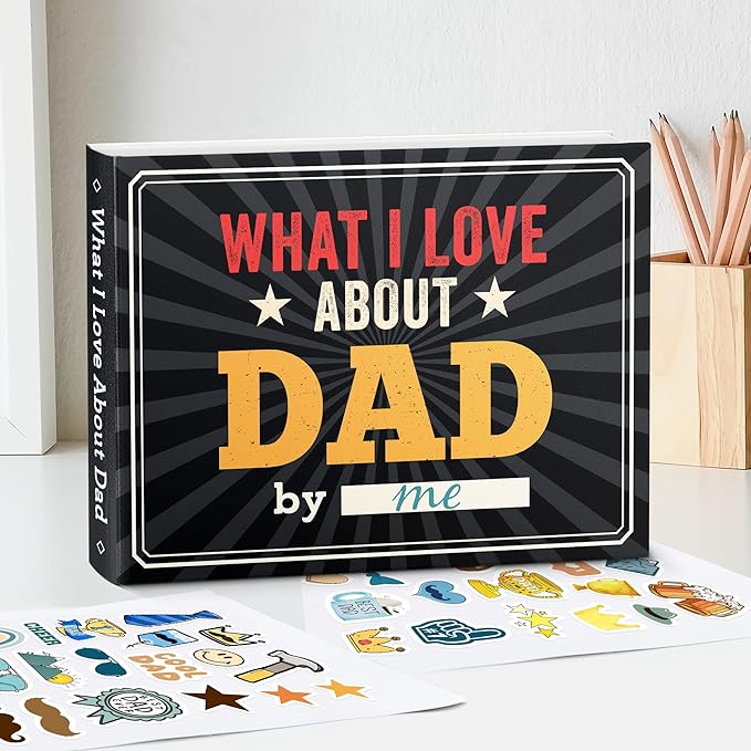 What I Love About Dad Book - Father's Day Gifts For Dad From Daughter, Son, Dad Birthday Gifts Fill-in-the-Blank Journal Gift