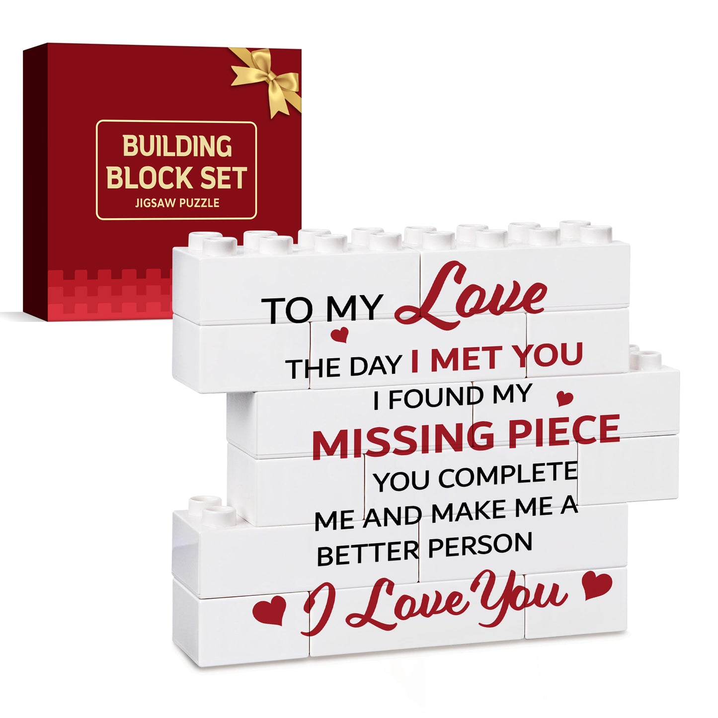 Romantic Gifts for Girlfriend, to My Girlfriend Block Puzzle, I Love You Gifts for Her, Cute Girlfriends Birthday Anniversary Valentines Day Gifts for Her from Boyfriends FB067