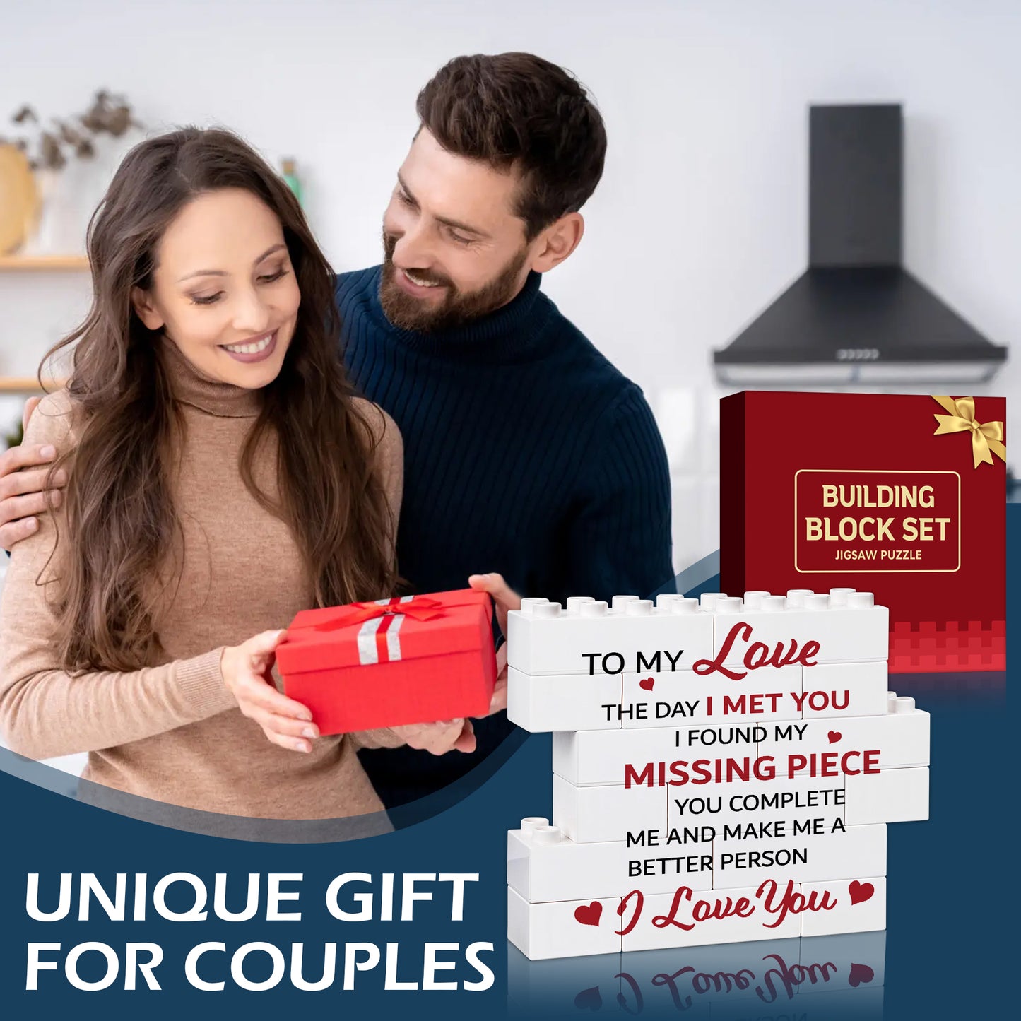 Romantic Gifts for Girlfriend, to My Girlfriend Block Puzzle, I Love You Gifts for Her, Cute Girlfriends Birthday Anniversary Valentines Day Gifts for Her from Boyfriends FB067