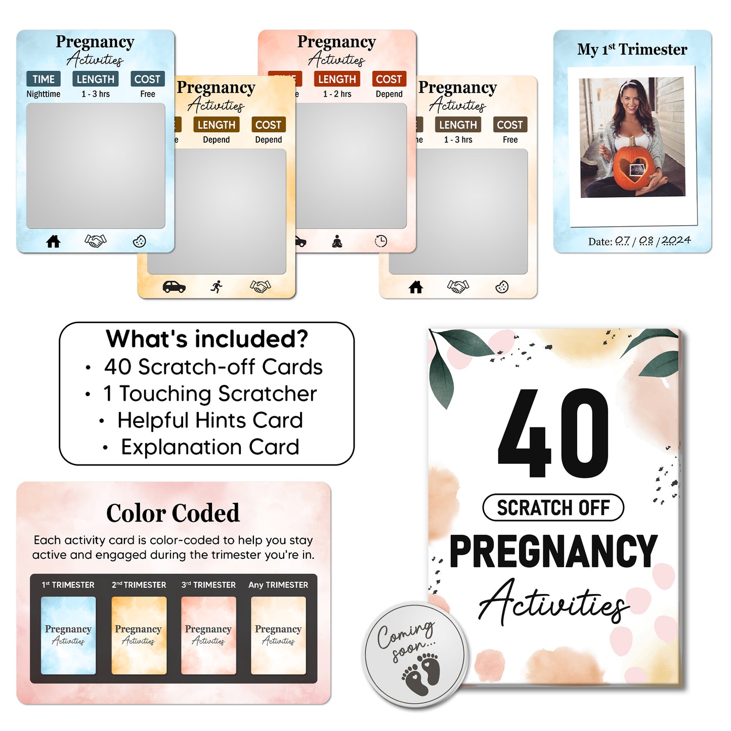 40 Fun Scratch Off Activities to do While Pregnant - Create Everlasting Memories of Your Pregnancy - Unique Gift for Expecting Mom - FB056