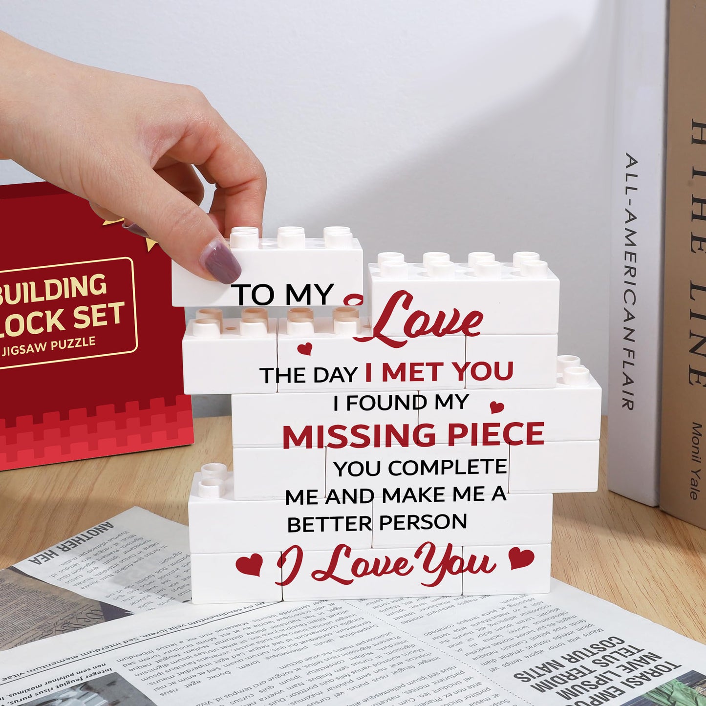 Romantic Gifts for Girlfriend, to My Girlfriend Block Puzzle, I Love You Gifts for Her, Cute Girlfriends Birthday Anniversary Valentines Day Gifts for Her from Boyfriends FB067