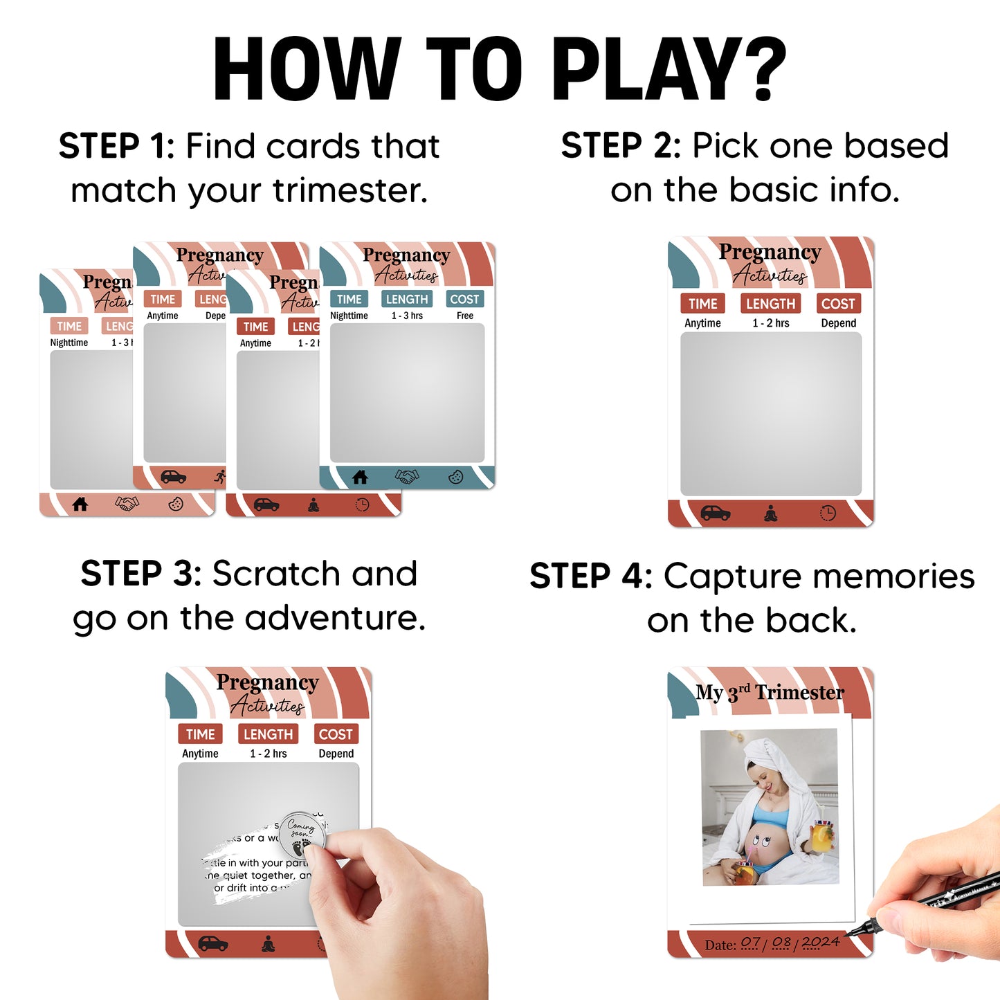 40 Fun Scratch Off Activities to do While Pregnant - Create Everlasting Memories of Your Pregnancy - Unique Gift for Expecting Mom - FB055