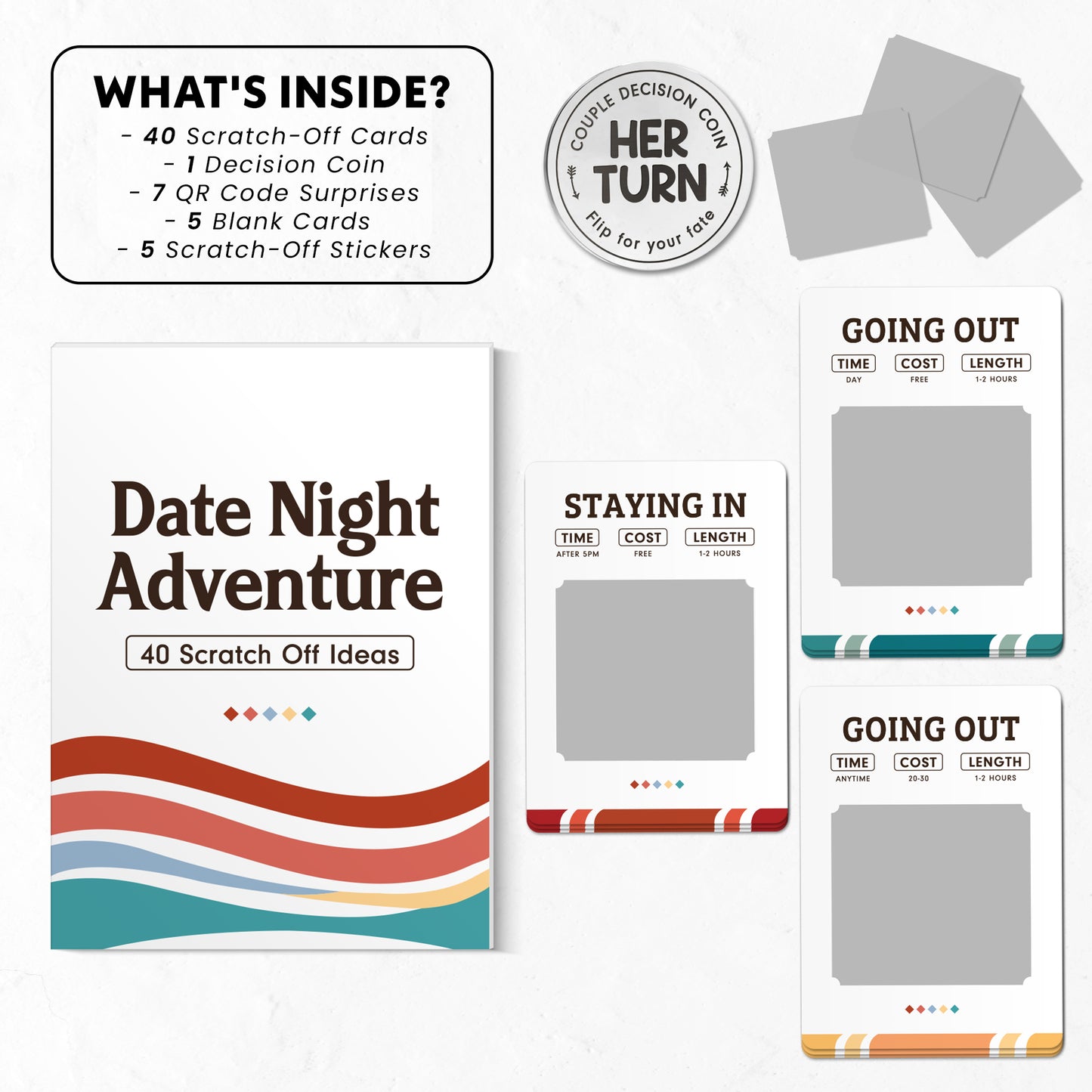 Romantic Couples Gift - Fun & Adventurous Date Night Box - Scratch Off Card Game with Exciting Ideas for Couple: Girlfriend, Boyfriend, Newlywed, Wife or Husband - FB041