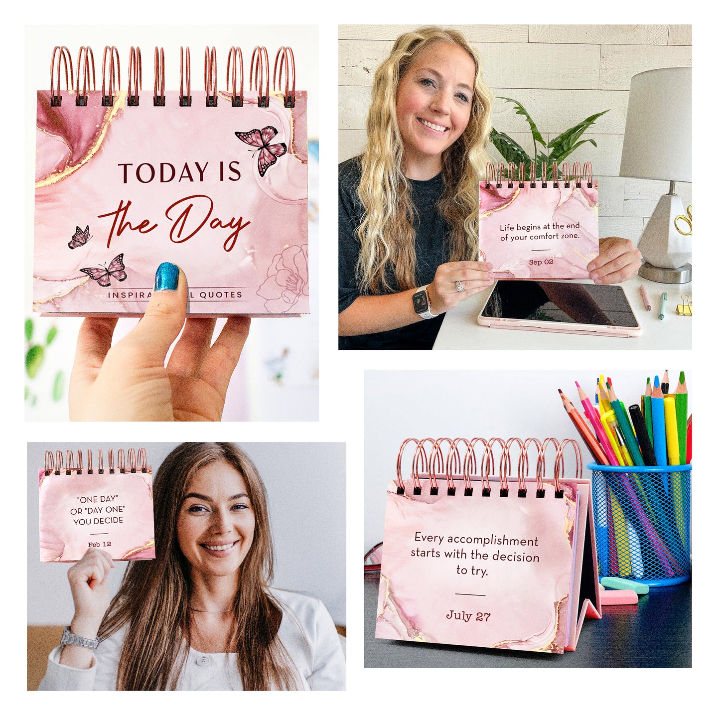 Motivational Calendar - Daily Flip Calendar with Inspirational Quotes - Inspirational Desk Decor for Women - FB044