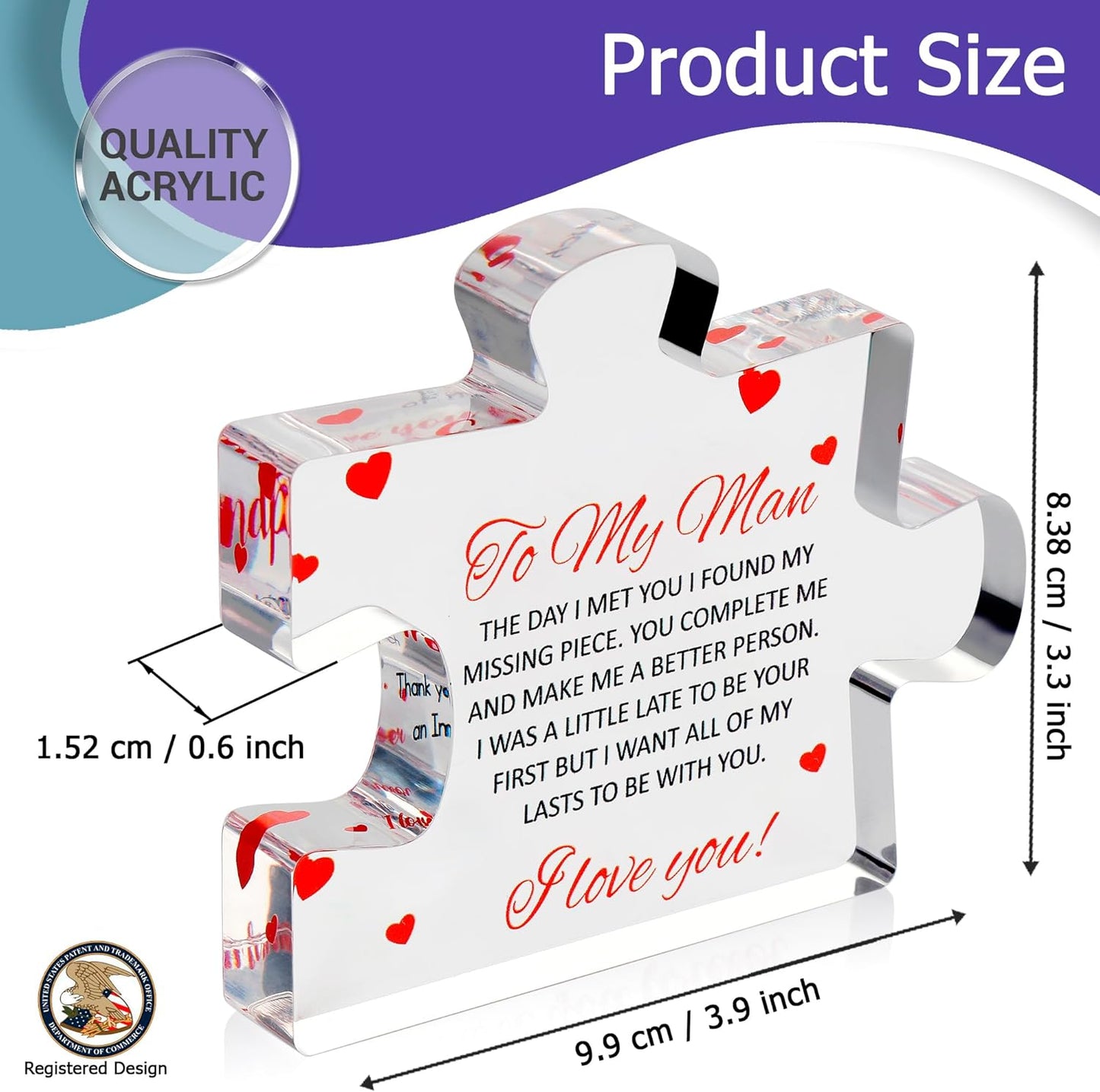 Valentines Day Gifts for him - Engraved Block Puzzle - Gifts for Him - Anniversary Present for Husband - Fiancé Birthday Gifts, Valentines Day Gifts for Boyfriend - Cool Wedding Couple Gifts FB063