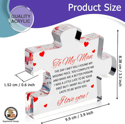 Valentines Day Gifts for him - Engraved Block Puzzle - Gifts for Him - Anniversary Present for Husband - Fiancé Birthday Gifts, Valentines Day Gifts for Boyfriend - Cool Wedding Couple Gifts FB063