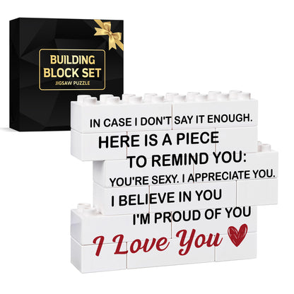Valentines Day Gifts for him - Engraved Block Puzzle - Gifts for Him - Anniversary Present for Husband - Fiancé Birthday Gifts, Valentines Day Gifts for Boyfriend - Cool Wedding Couple Gifts FB065