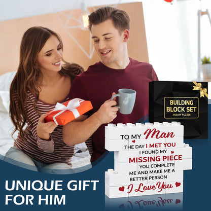 Valentines Day Gifts for him - Engraved Block Puzzle - Gifts for Him - Anniversary Present for Husband - Fiancé Birthday Gifts, Valentines Day Gifts for Boyfriend - Cool Wedding Couple Gifts FB064