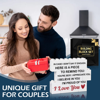 Valentines Day Gifts for him - Engraved Block Puzzle - Gifts for Him - Anniversary Present for Husband - Fiancé Birthday Gifts, Valentines Day Gifts for Boyfriend - Cool Wedding Couple Gifts FB065