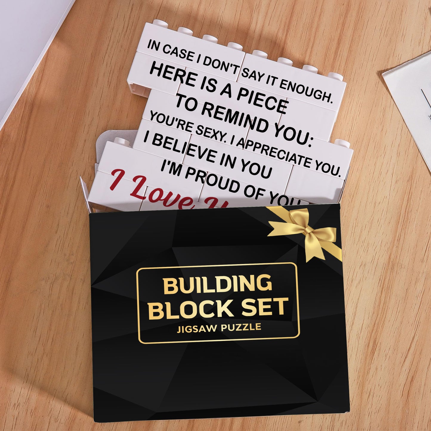 Valentines Day Gifts for him - Engraved Block Puzzle - Gifts for Him - Anniversary Present for Husband - Fiancé Birthday Gifts, Valentines Day Gifts for Boyfriend - Cool Wedding Couple Gifts FB065