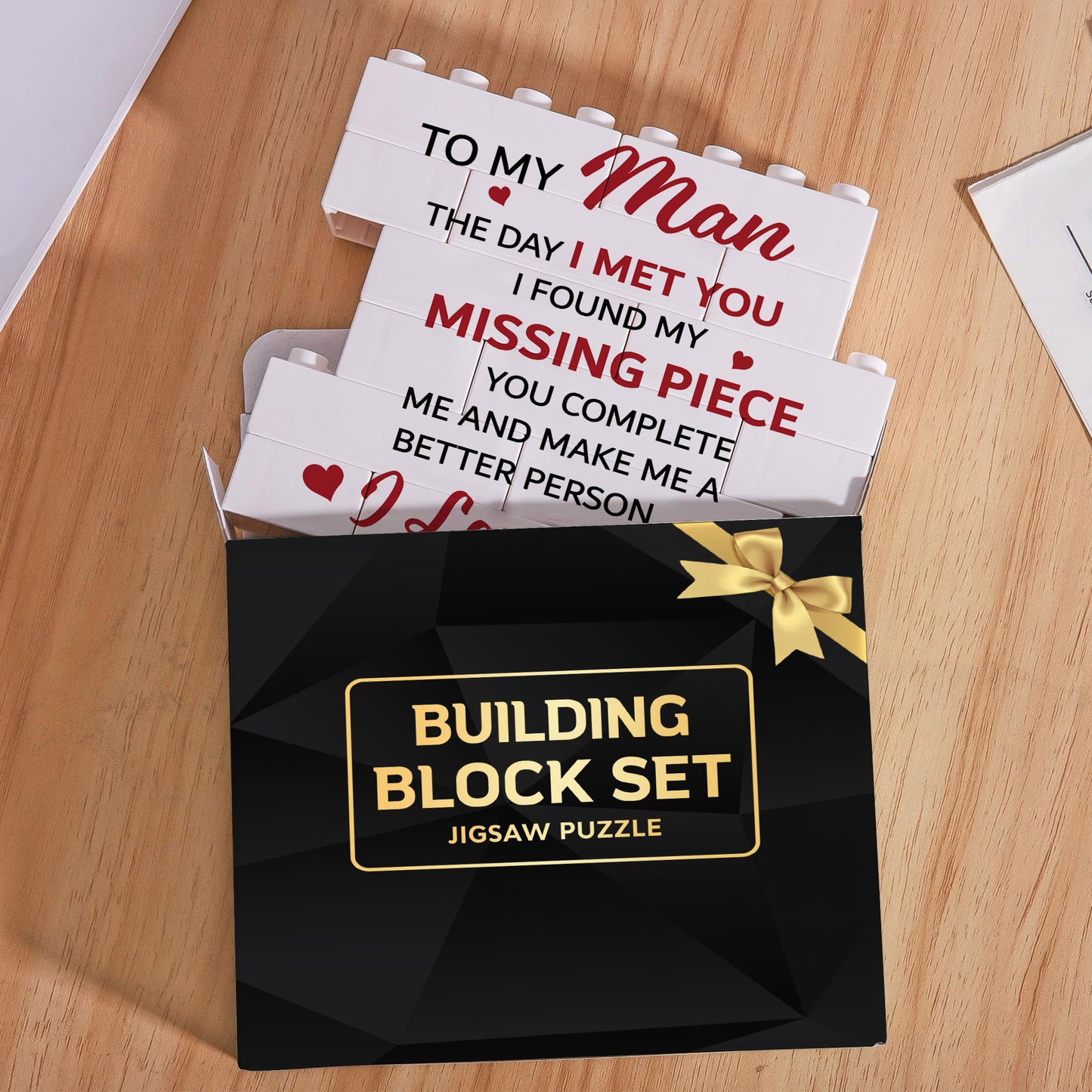 Valentines Day Gifts for him - Engraved Block Puzzle - Gifts for Him - Anniversary Present for Husband - Fiancé Birthday Gifts, Valentines Day Gifts for Boyfriend - Cool Wedding Couple Gifts FB064