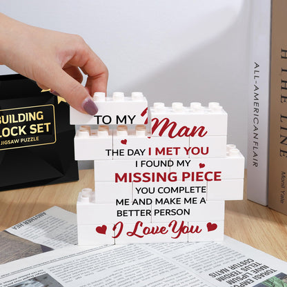 Valentines Day Gifts for him - Engraved Block Puzzle - Gifts for Him - Anniversary Present for Husband - Fiancé Birthday Gifts, Valentines Day Gifts for Boyfriend - Cool Wedding Couple Gifts FB064